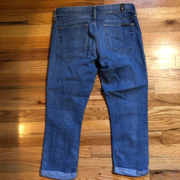 7 FOR ALL MANKIND SKINNY CROP ROLL CAPRI JEANS 25 - Picture 5 of 7